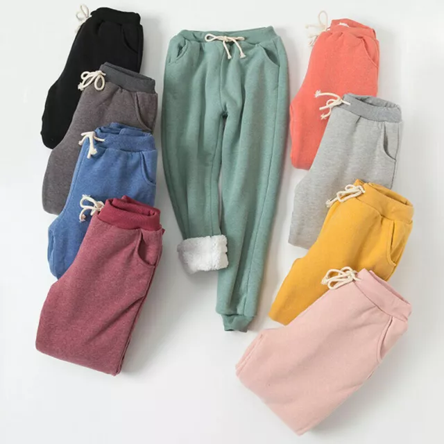 Womens Warm Sweat Pants Sherpa Lined Fleece Lining Joggers Jogging Trousers HOT