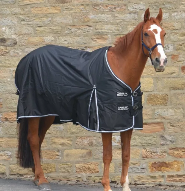 Turners Black Lightweight 50g Horse Pony Waterproof 600d Turnout Rug Ripstop