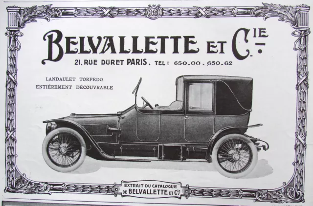 1913 Belvallette Landaulet Torpedo Discoverable Press Advertisement