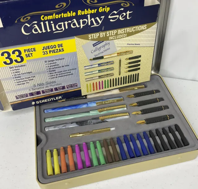 STAEDTLER calligraphy pen set Complete 33 piece tin ideal for all skill SM5V