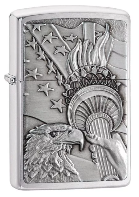 Zippo 20895,  Patriotic Eagle Design, Emblem, Brushed Chrome Finish Lighter