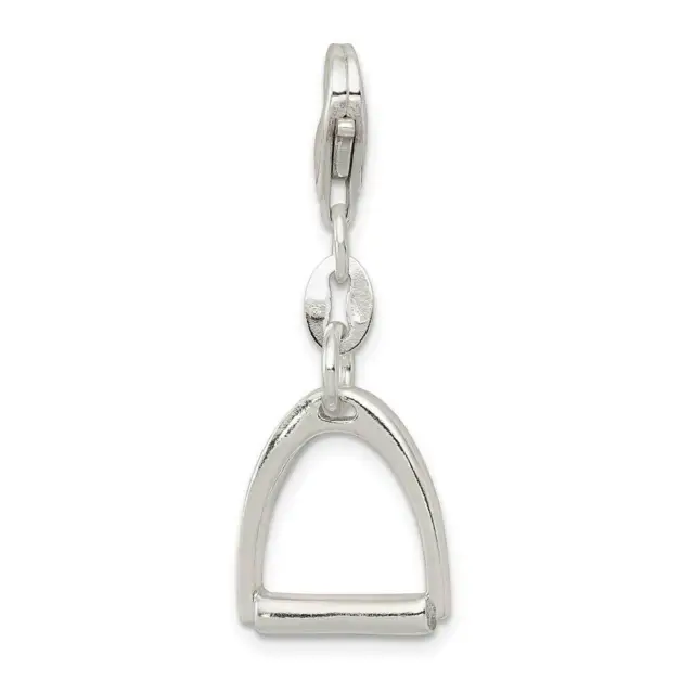 Sterling Silver Small Polished Horse Stirrup Charm 0.6 x 1.3 in