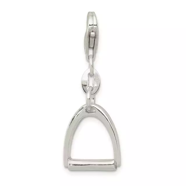 Sterling Silver Small Polished Horse Stirrup Charm 0.6 x 1.3 in