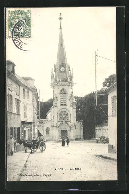 CPA Vigny, L´Église, vue de l'Église 1907