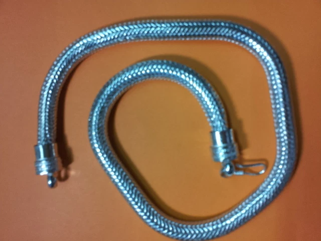 Collier Serpent En Laiton Avec Bain D'argent, Style Indien, Longueur 45-47 Cm - Neuf Sans Emballage