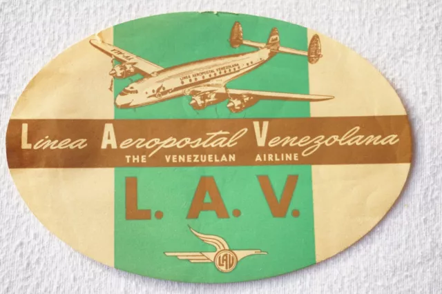 Linea Aeropostal Venezuelan Airlines LAV Aviation Luggage Label