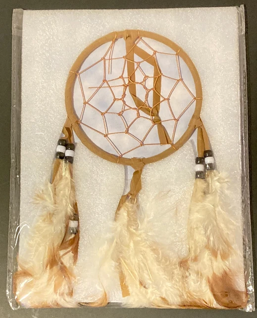 NIP Dreamcatcher Tan Suede Tan & White Feathers St Joseph’s Indian School  (C).