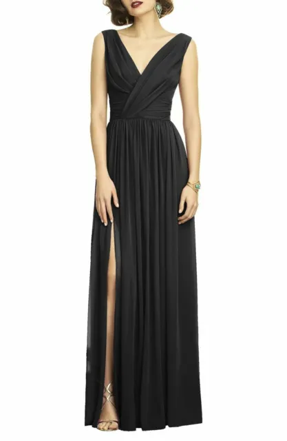 DESSY COLLECTION 2894 SURPLICE RUCHED CHIFFON BLACK E5 GOWN DRESS  sz 14