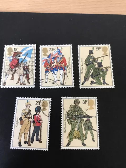 G B Postage Stamp Set Used 1983 British Army Uniforms