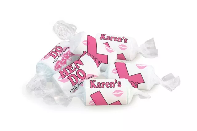 Hen Sweets Personalised Favours Love Heart Sweet Learner V7 Clear Ends