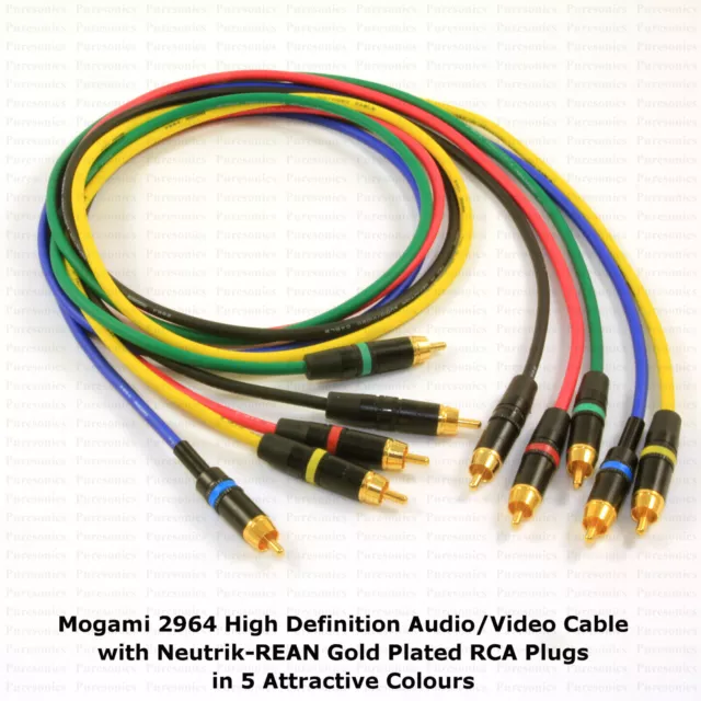 MOGAMI 2964 High-Definition RCA Cables, NEUTRIK RCA Gold - Choose Your Options.