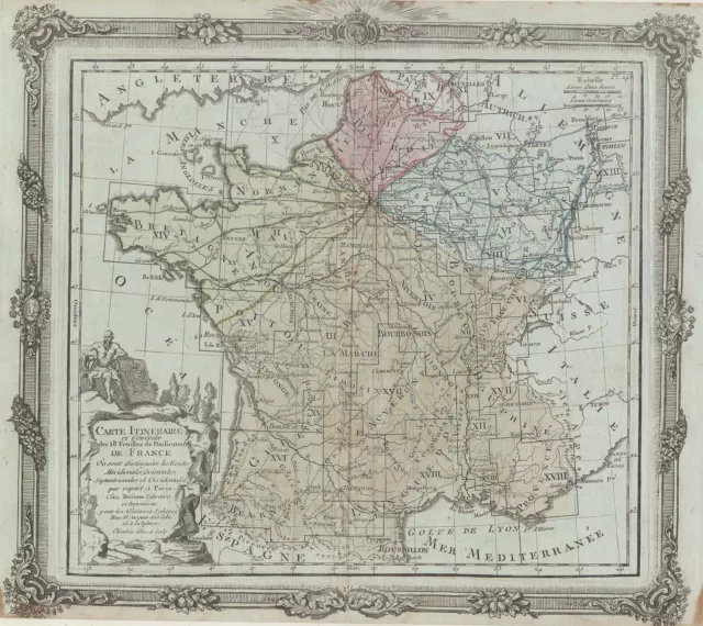 Frankreich Original Kupferstich Landkarte Desnos 1767