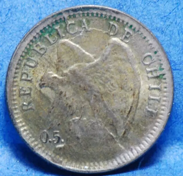 Chile, 1907 10 Centavos, KM155.2, Extremely Fine, soil, NR, 3-24