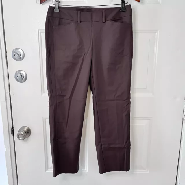 WHBM White House Black Market Womens Side Zip Slim Ankle Pants Size 2 Chocolate