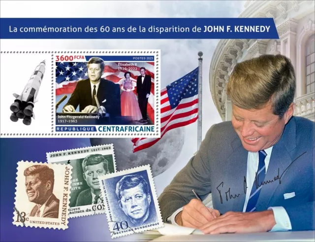 John F. Kennedy Queen Elizabeth II MNH Stamps 2023 Central African Republic S/S
