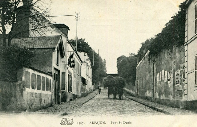 Carte ARPAJON Porte Saint Denis Tombereau agricole chargé de fourrage