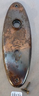 Door Knob Back Plate OVAL flashed copper plated over steel  6 3/4"h x 2 1/4"w..