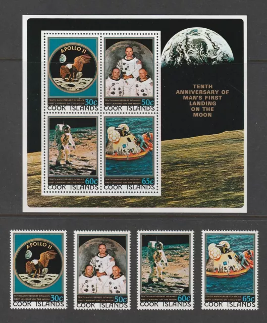 Cook Isl. 1979 10Th Anniv. Of 1St Moon Landing Set Of 4+Minisheet Sg653-657 Mnh