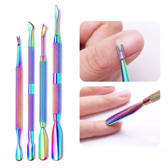 Double-ended Nail Art Cuticle Pusher Dead Skin UV Gel Remover Nail Tweezer Tool