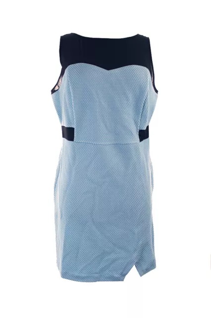 Kensie  Blue Sleeveless Mesh Inset Geo Jersey Dress XL