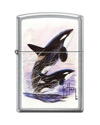 Zippo 4247 Guy Harvey Killer Whales Design Street Chrome Finish Lighter