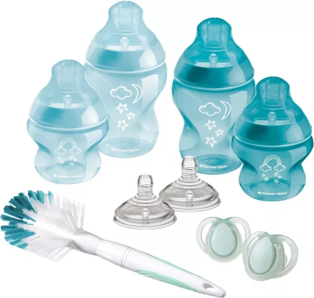 Tommee Tippee Closer to Nature Newborn Baby Bottle Starter Kit, Blue