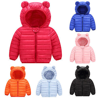 Winter Down Coats for Kids Baby Boys Girls Light Puffer Padded Hooded Jacket