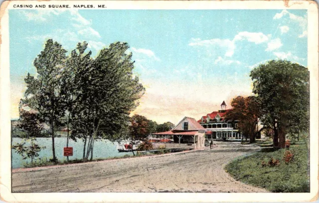 Casino and Square, NAPLES, Maine Postcard - Tichnor