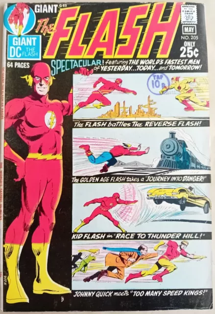 Flash #205 - VG/FN (5.0) - DC 1971 - 64 Page Giant - 25 Cents copy with UK Stamp