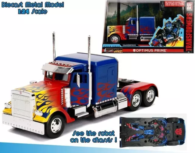 Transformers - CAMION OPTIMUS PRIME WESTERN STAR Modellino in Metallo 24cm 1/24