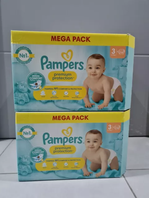 Lot 228 couches Pampers PREMIUM PROTECTION  taille 3 (6-10kg)