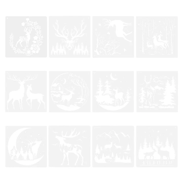 12pcs Pochoirs de cerf de la faune