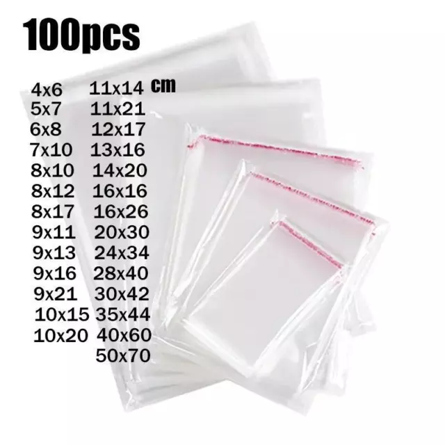 Thick Transparent Self-adhesive Cello Poly Bags Clear Plastic Cellophane Packing