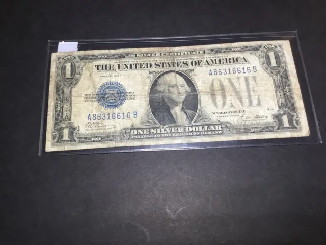 1928 A Series $1 One Dollar Silver Certificate-“Funny Back”-First Year-6616 B