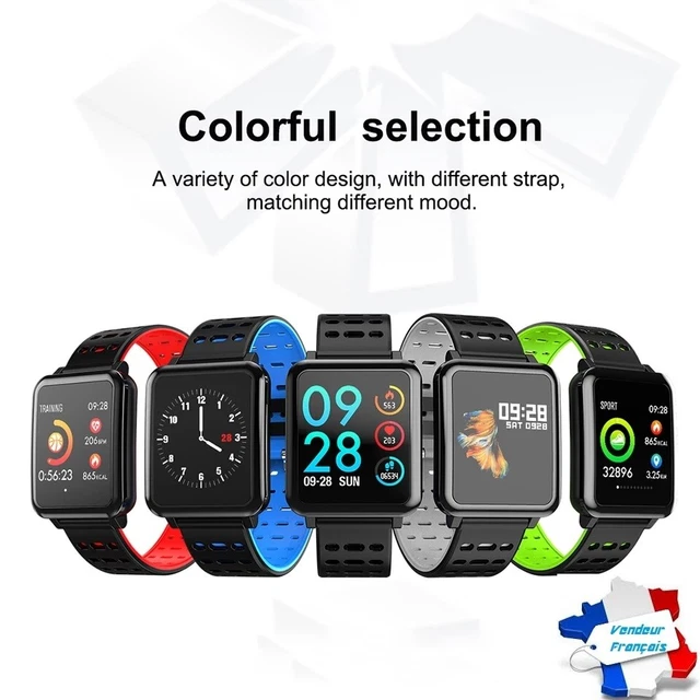COLOR SCREEN RED/BLACK Smartwatch Waterproof Bluetooth Band Smartwatch