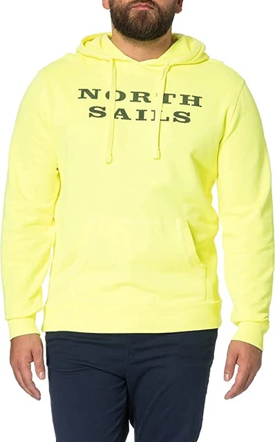 MAGLIA FELPA UOMO con CAPPUCCIO NORTH SAILS GIALLO FLUO COTONE GARZATO