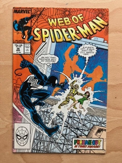 WEB of SPIDER-MAN #36 comic book by Marvel - 1st. app. of Tombstone - 1988
