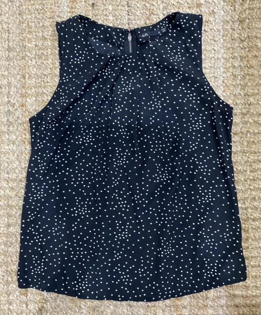 Dotti Blouse Top Size 10 Excellent Condition Black With White Polka Dot Print