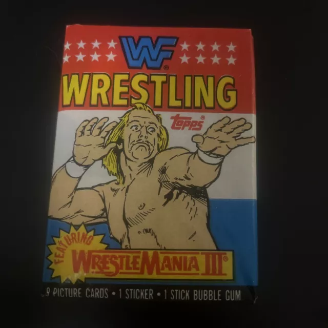 1987 Topps WWF Trading cards Wrestle Mania III Sealed Wax Pack Hulk Hogan