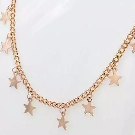 Necklace Star Pendant Choker Rose Gold Curb Chain Necklace Star Pendant Choker Rose Gold Curb Chain