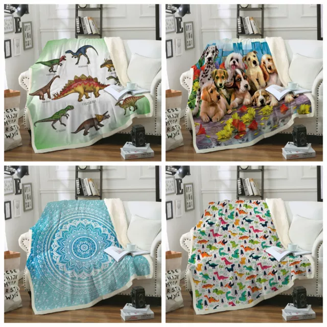 Plush Fleece Sherpa Backed Reversible Single/Double Size Throw Rug Blanket Warm