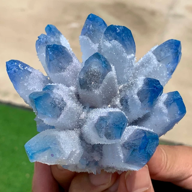 407G New Find sky blue Phantom Quartz Crystal Cluster Mineral Specimen Healing