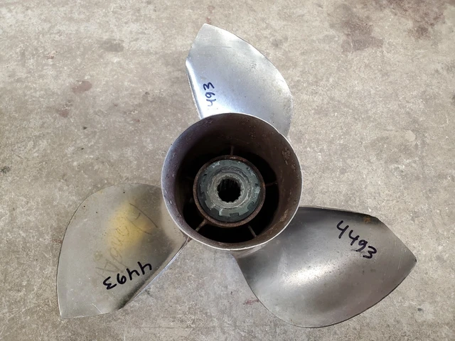 13 5/8" X 15P Ballistic Stainless Propeller, 335130, Mercury Yamaha Honda, P4493 13 5/8" X 15P Ballistic Stainless Propeller, 335130, Mercury Yamaha Honda, P4493