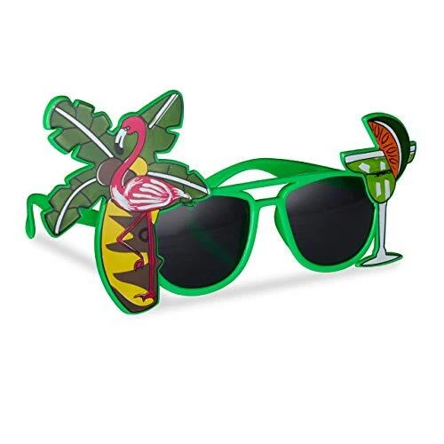 Relaxdays Lunettes de déguisement hawaiien, 10 paires, avec palmier, cocktail, f
