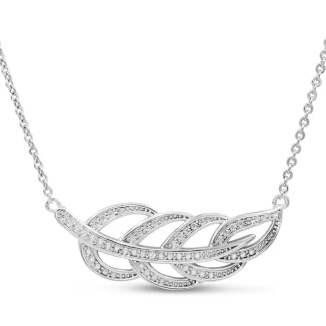 Ornate Diamond Leaf Necklace, 18 Inches