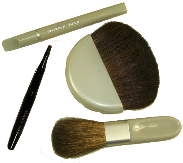 4 Mary Kay Silver Brush Set New Blush Round Sable & Twist Up GREAT DEAL 4U