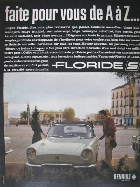 Publicite De Presse Renault Floride Automobile Faite Pour Vous French Ad 1962