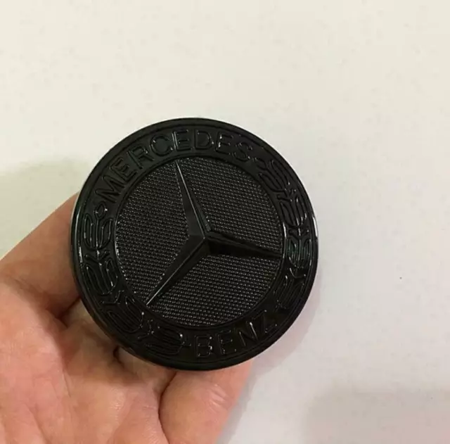 For Mercedes-Benz AMG C E S Front Hood Ornament Mounted Star Badge Emblem Black