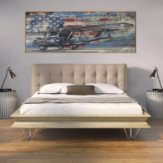 3D Metal Pared Arte Avión Pintura Handcrafted Detallado Clásico Obra de Venta Nr