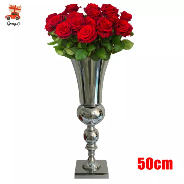 50cm Large  Luxury Stunning Iron Urn Silver Flower Vase Wedding Table Decor